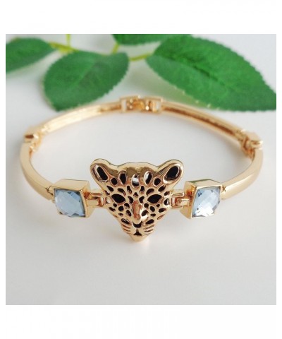 18k White Gold Plated White Eyes White Crystal Leopard Head Claw Az3010 Bracelet Bangle 7"+1 Blue $10.25 Bracelets