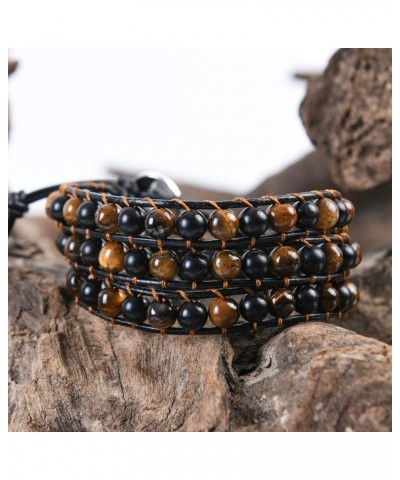 Natural Stone Handmade Leather Wrap Bracelet Collection Type-10 $10.07 Bracelets