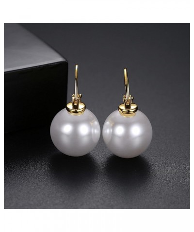 Pearl Dangle Earrings for Women | White Pearl Swarovski Elements Cubic Zirconia Drop Dangling Earrings | Gold Plated Freshwat...