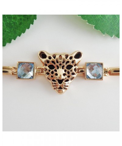 18k White Gold Plated White Eyes White Crystal Leopard Head Claw Az3010 Bracelet Bangle 7"+1 Blue $10.25 Bracelets