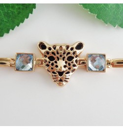 18k White Gold Plated White Eyes White Crystal Leopard Head Claw Az3010 Bracelet Bangle 7"+1 Blue $10.25 Bracelets