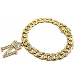 Women Stone Filled Initial Letter Charm 10mm 10" Box Lock Cuban Chain Anklet in Gold Tone Gold - N $13.95 Anklets