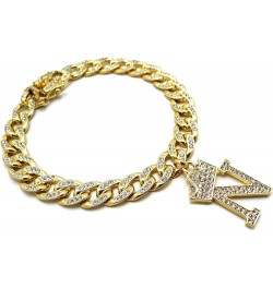 Women Stone Filled Initial Letter Charm 10mm 10" Box Lock Cuban Chain Anklet in Gold Tone Gold - N $13.95 Anklets