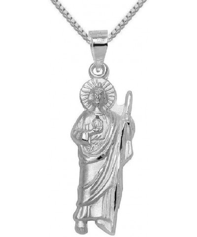 Sterling Silver 0.8mm Box Chain Necklace w/ Saint Jude Pendant Pendant w/ 20" Box Chain $10.63 Necklaces