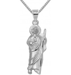 Sterling Silver 0.8mm Box Chain Necklace w/ Saint Jude Pendant Pendant w/ 20" Box Chain $10.63 Necklaces