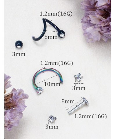 Tragus piercing jewelry 16G surgical steel Lip Piercing jewelry labret jewelry 16 Gauge Lip rings CZ Cute 8mm Monroe Madonna ...