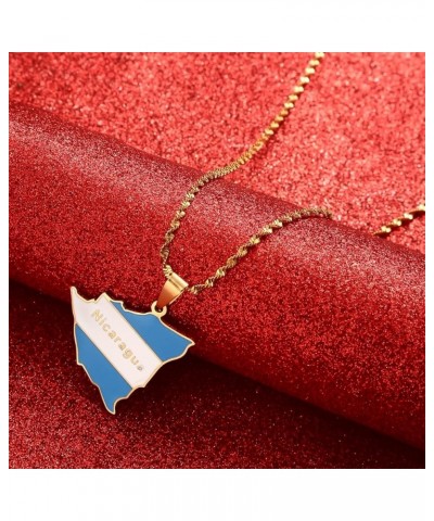 Nicaragua Map Flag Pendant Necklaces For Men Women Gold Color Charm Nicaraguans Maps Jewelry gold $8.67 Necklaces