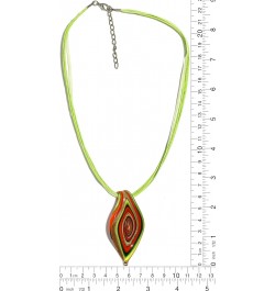 Hand Blown Glass Necklace Twist Tip Leaf Green Orange Lime Murano Inspired Pendant $8.99 Necklaces