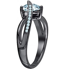 Heart & Round Cut Aquamarine 14K Black Gold Plated Brass Infinity Heart Ring For Women's $27.44 Rings