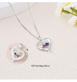 925 Sterling Silver Personalized 2 Heart Simulated Birthstone Engraved Names Necklace for Women Mother Pendant Jewelry 01: Ro...