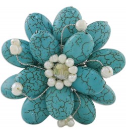 Pearl brooch, 'Blue Azalea' - Floral Turquoise Colored Brooch $18.92 Brooches & Pins