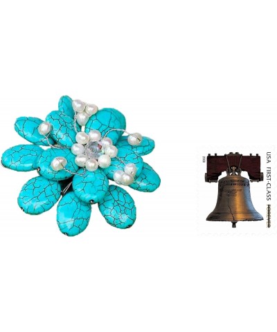 Pearl brooch, 'Blue Azalea' - Floral Turquoise Colored Brooch $18.92 Brooches & Pins