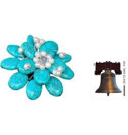 Pearl brooch, 'Blue Azalea' - Floral Turquoise Colored Brooch $18.92 Brooches & Pins