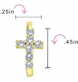 Spiritual Small Religious Kpop CZ Cross Huggie Small Hoop Earrings For Women For Men Pave Cubic Zirconia Yellow 14K Gold .925...