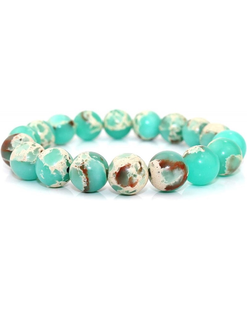 Colorful Marble Stone Bead Bracelet, Handmade Healing Gemstone Bracelet Natural Stone Beaded Stretch Bracelets for Women Gree...