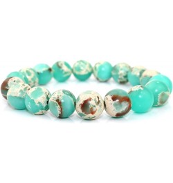 Colorful Marble Stone Bead Bracelet, Handmade Healing Gemstone Bracelet Natural Stone Beaded Stretch Bracelets for Women Gree...