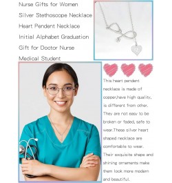 Nurse Gifts for Women Silver Stethoscope Necklace Heart Pendent Necklace Initial Alphabet Graduation Gift for Doctor Nurse Me...