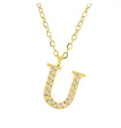 Gold Initial Necklaces For Women, 14K Dainty Gold Letter A-Z Necklace Diamond Cubic Zirconia Name Pendant Choker Necklaces Cu...