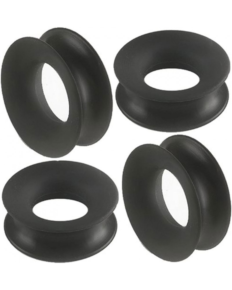 Black Double Flared Tunnels Ear Plugs SI04 Wholesale Lot Stretching Stretchers Bulk Piercing 4Pcs 15/16 inch 24mm $9.30 Others