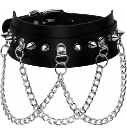 Women Choker Spike PU Leather Necklace Studded Alloy Chain for Goth Punk Rocker 1-Black, Silver Spike $7.79 Necklaces