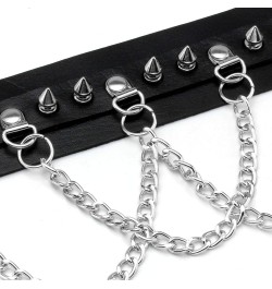 Women Choker Spike PU Leather Necklace Studded Alloy Chain for Goth Punk Rocker 1-Black, Silver Spike $7.79 Necklaces