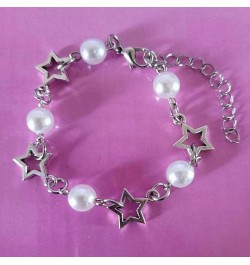 Vintage Punk Y2k Star Pearl Double Layer Beaded Chain Lightweight Bracelet Aesthetic Accessories Grunge Cool Couple Friendshi...