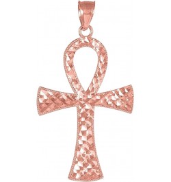 10k Gold Diamond Plate Milgrain Egyptian Ankh Cross Pendant - Choice of Metal 10K Rose Gold $77.00 Pendants