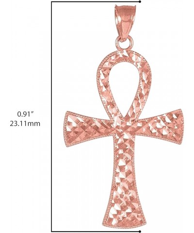 10k Gold Diamond Plate Milgrain Egyptian Ankh Cross Pendant - Choice of Metal 10K Rose Gold $77.00 Pendants