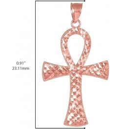 10k Gold Diamond Plate Milgrain Egyptian Ankh Cross Pendant - Choice of Metal 10K Rose Gold $77.00 Pendants