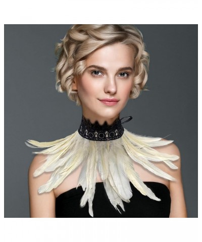 Natural Feather Collar Gothic Victorian Feather Choker Neck Wrap Collar Feather Cape Halloween Party Accessories Type 26 $8.2...