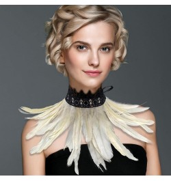 Natural Feather Collar Gothic Victorian Feather Choker Neck Wrap Collar Feather Cape Halloween Party Accessories Type 26 $8.2...