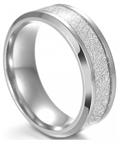 8mm Stainless Steel Silk Inlay Classic Plain Wedding Band Ring Silver $5.49 Rings