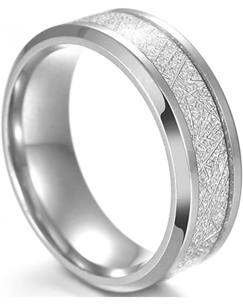 8mm Stainless Steel Silk Inlay Classic Plain Wedding Band Ring Silver $5.49 Rings