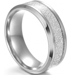 8mm Stainless Steel Silk Inlay Classic Plain Wedding Band Ring Silver $5.49 Rings