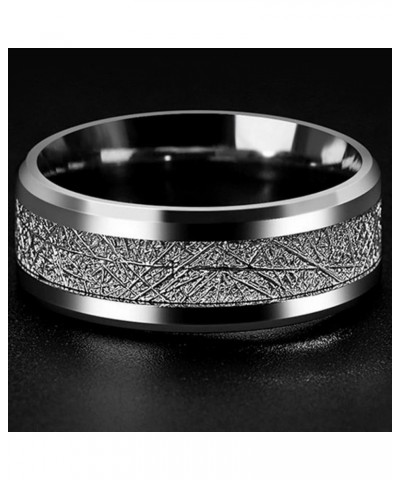 8mm Stainless Steel Silk Inlay Classic Plain Wedding Band Ring Silver $5.49 Rings