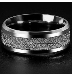 8mm Stainless Steel Silk Inlay Classic Plain Wedding Band Ring Silver $5.49 Rings