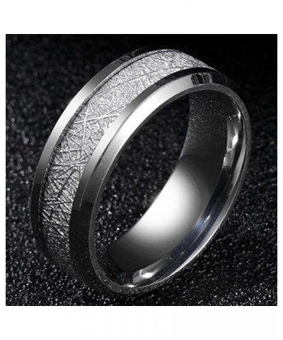 8mm Stainless Steel Silk Inlay Classic Plain Wedding Band Ring Silver $5.49 Rings