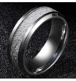 8mm Stainless Steel Silk Inlay Classic Plain Wedding Band Ring Silver $5.49 Rings