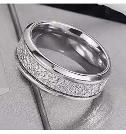 8mm Stainless Steel Silk Inlay Classic Plain Wedding Band Ring Silver $5.49 Rings