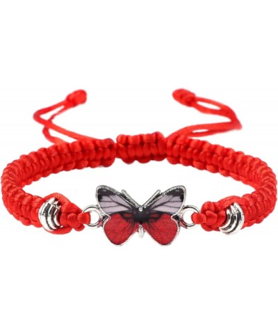 Butterfly Bracelets For Women Adjustable Rope String Bracelet Butterfly Cute Charm Bracelet Girl Bracelets Jewelry Gift Red A...