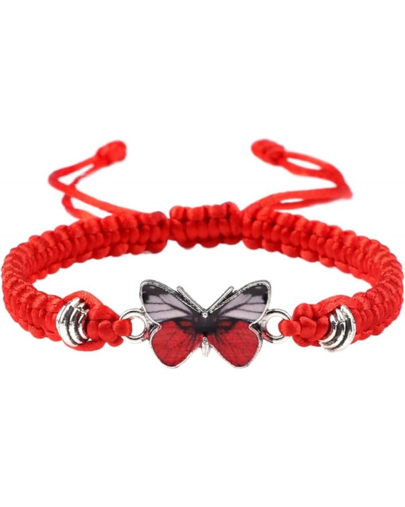 Butterfly Bracelets For Women Adjustable Rope String Bracelet Butterfly Cute Charm Bracelet Girl Bracelets Jewelry Gift Red A...