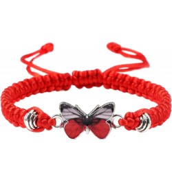 Butterfly Bracelets For Women Adjustable Rope String Bracelet Butterfly Cute Charm Bracelet Girl Bracelets Jewelry Gift Red A...