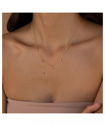 Diamond Necklaces for Women Dainty Leaf Necklace 14k Gold Plated Layered CZ Moon Necklace Simple Diamond Choker Necklaces for...