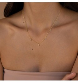 Diamond Necklaces for Women Dainty Leaf Necklace 14k Gold Plated Layered CZ Moon Necklace Simple Diamond Choker Necklaces for...