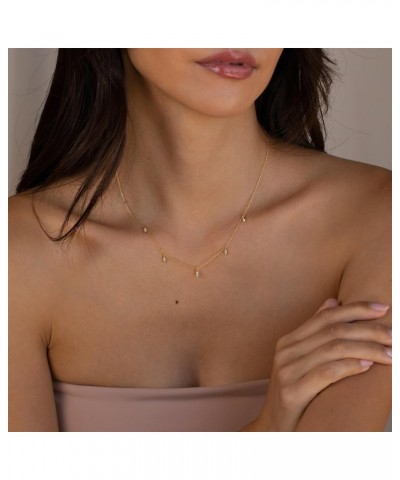 Diamond Necklaces for Women Dainty Leaf Necklace 14k Gold Plated Layered CZ Moon Necklace Simple Diamond Choker Necklaces for...