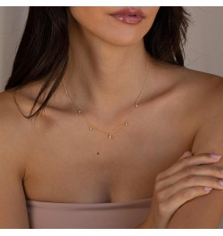 Diamond Necklaces for Women Dainty Leaf Necklace 14k Gold Plated Layered CZ Moon Necklace Simple Diamond Choker Necklaces for...