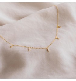 Diamond Necklaces for Women Dainty Leaf Necklace 14k Gold Plated Layered CZ Moon Necklace Simple Diamond Choker Necklaces for...