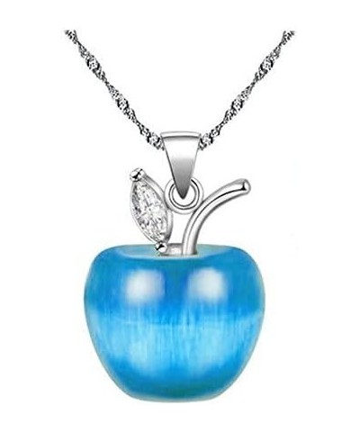 Cute Apple Pendant Necklace, Brown Coffee Color, Thanksgiving Jewelry Gifts for Women Daughter YL007-2D Blue $6.95 Necklaces