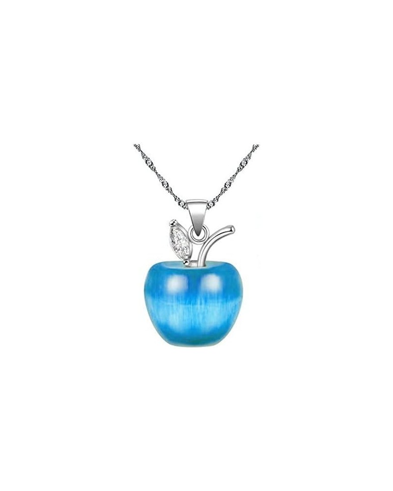 Cute Apple Pendant Necklace, Brown Coffee Color, Thanksgiving Jewelry Gifts for Women Daughter YL007-2D Blue $6.95 Necklaces