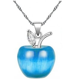 Cute Apple Pendant Necklace, Brown Coffee Color, Thanksgiving Jewelry Gifts for Women Daughter YL007-2D Blue $6.95 Necklaces